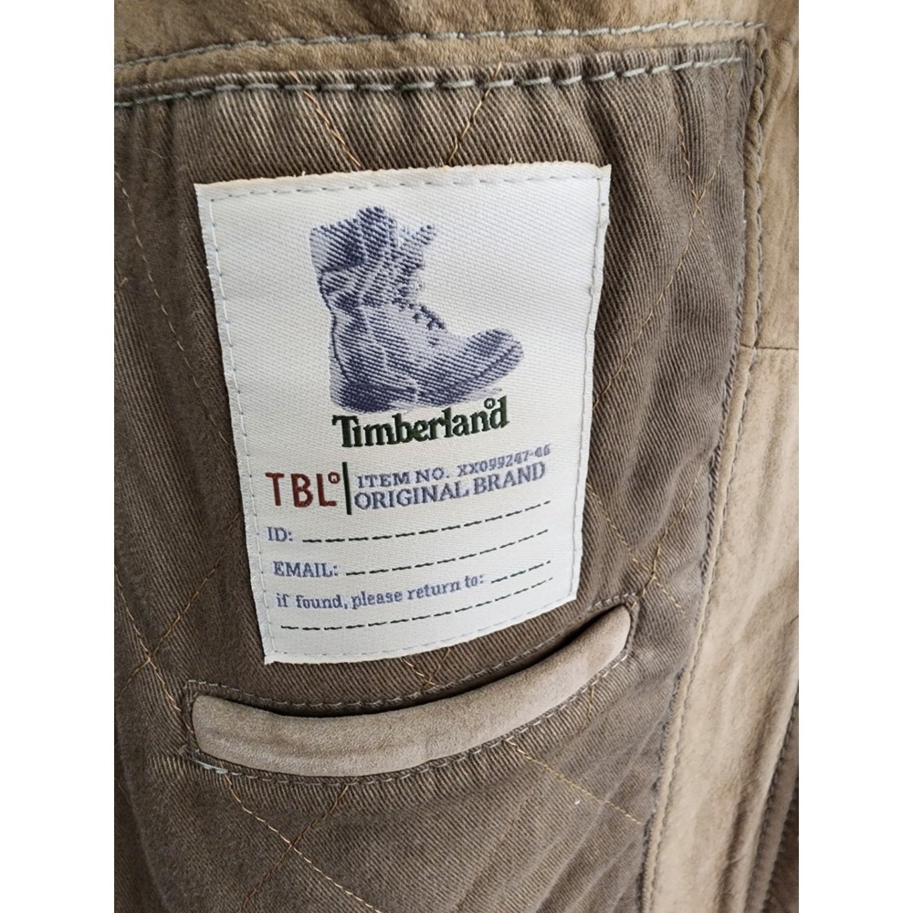 Timberland Leather Gear Jacket XL Tan Genuine Cowhide Quilted Field Coat - Picture 7 of 16